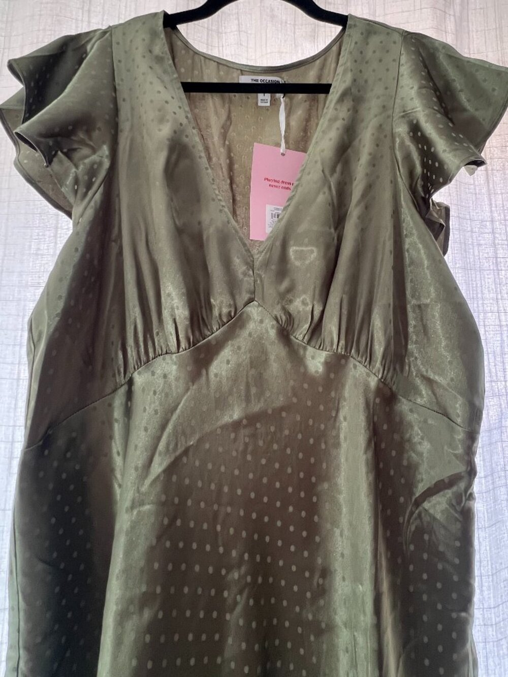 Satin Flutter Sleeve Maxi Dress